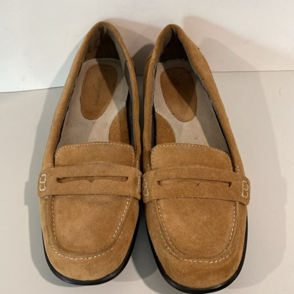Women’s Tan Suede Penny Loafers - Picture 6 of 14